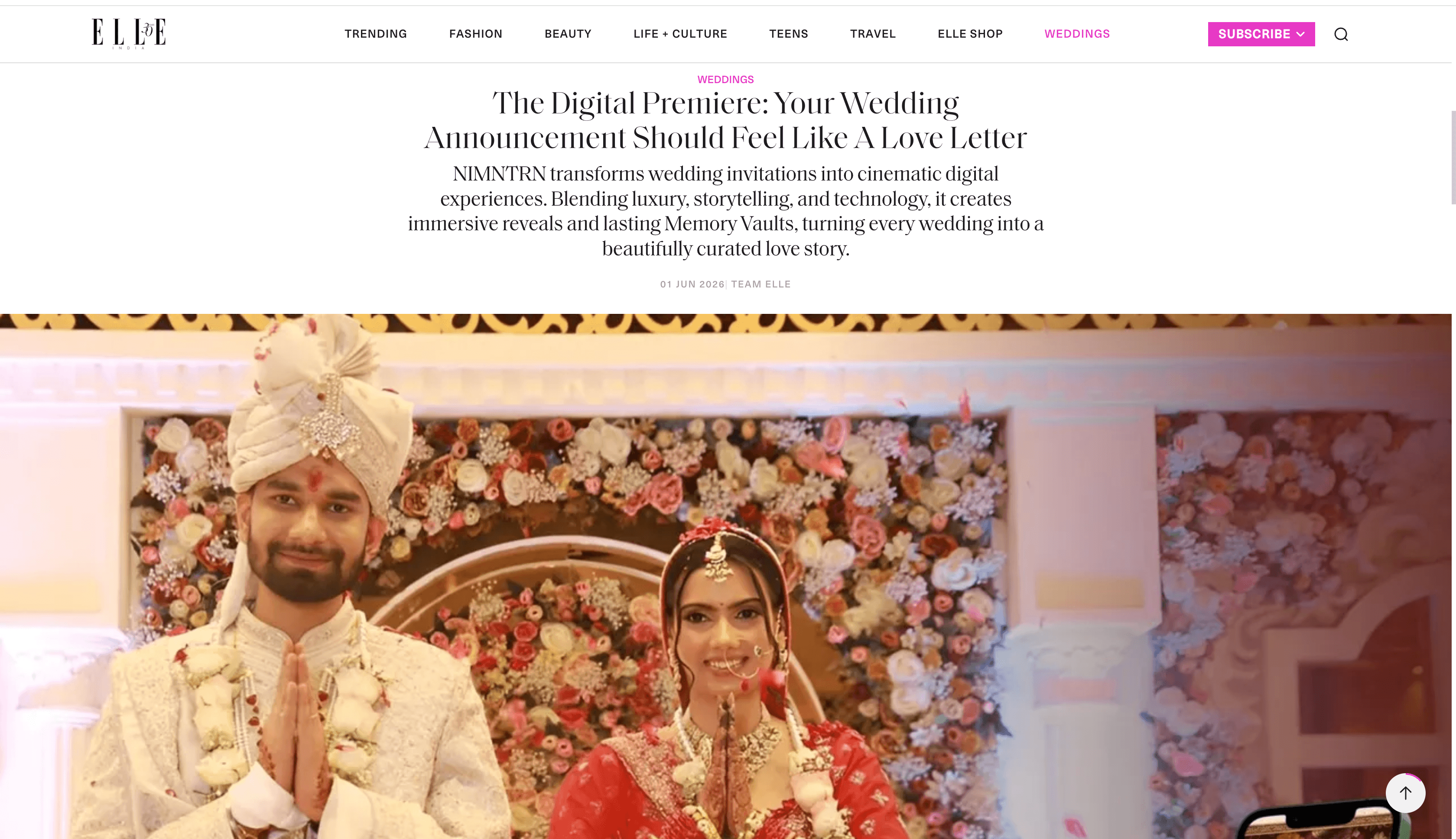 NIMNTRN featured in ELLE India — article screenshot